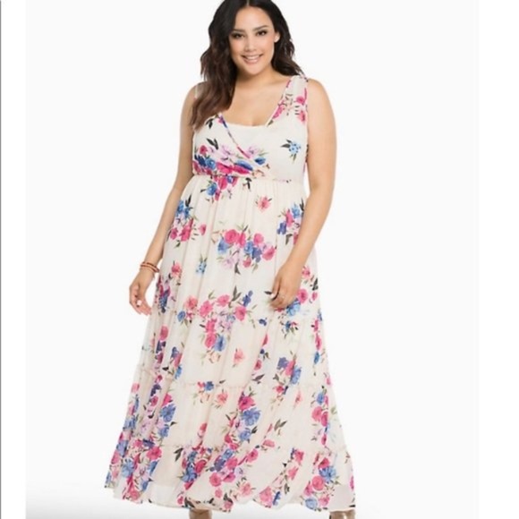 chiffon tiered maxi dress